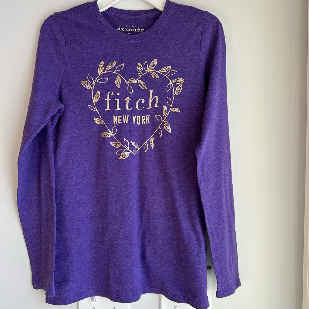 Abercrombie & Fitch girls long sleeve shirt size 15/16 gold heart of leaves